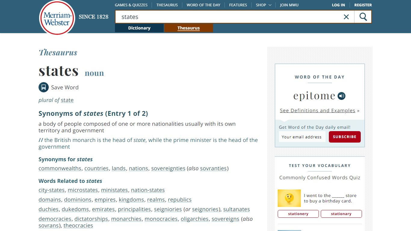 154 Synonyms & Antonyms of STATES - Merriam-Webster